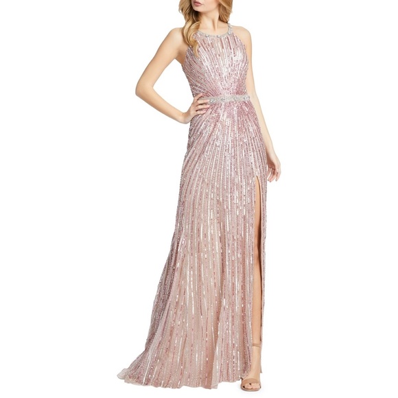 Mac Duggal Dresses & Skirts - NWT Mac Duggal Starburst 4963 Sequin Halter Neck Gown Maxi Dress 6 Small